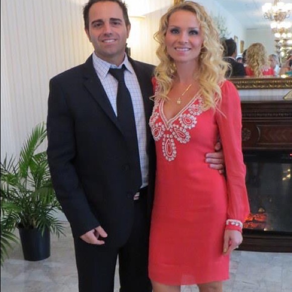 French Connection Coral Bex Beads Cocktail Dress 0 - Picture 2 of 8